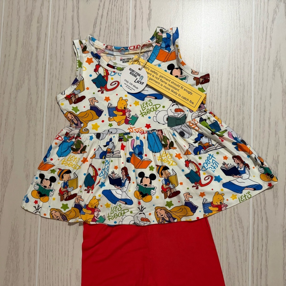 Little Britches Boutique Bamboo Disney Peplum Set Girls 2T Secret Stock Luxe NEW - Picture 2 of 8